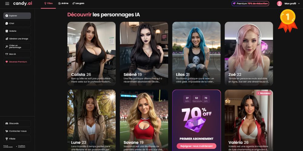 Interface de Candy AI